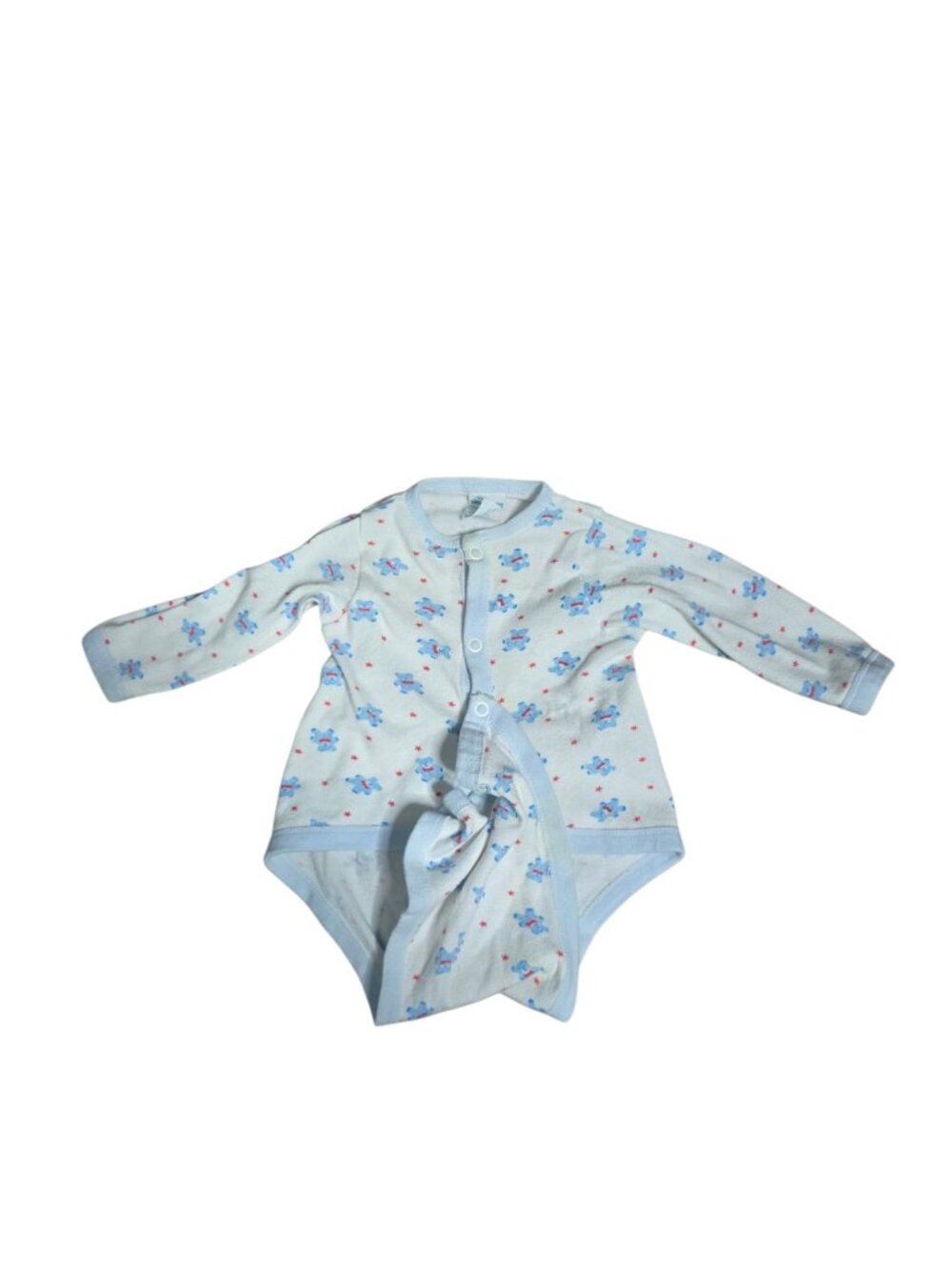 Vintage 90s Blue Teddy Bear Long Sleeve Bodysuit